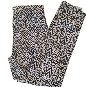 Orange Fashion Village Women Tailored Fit Trouser Pants Abstract Print Navy Whit